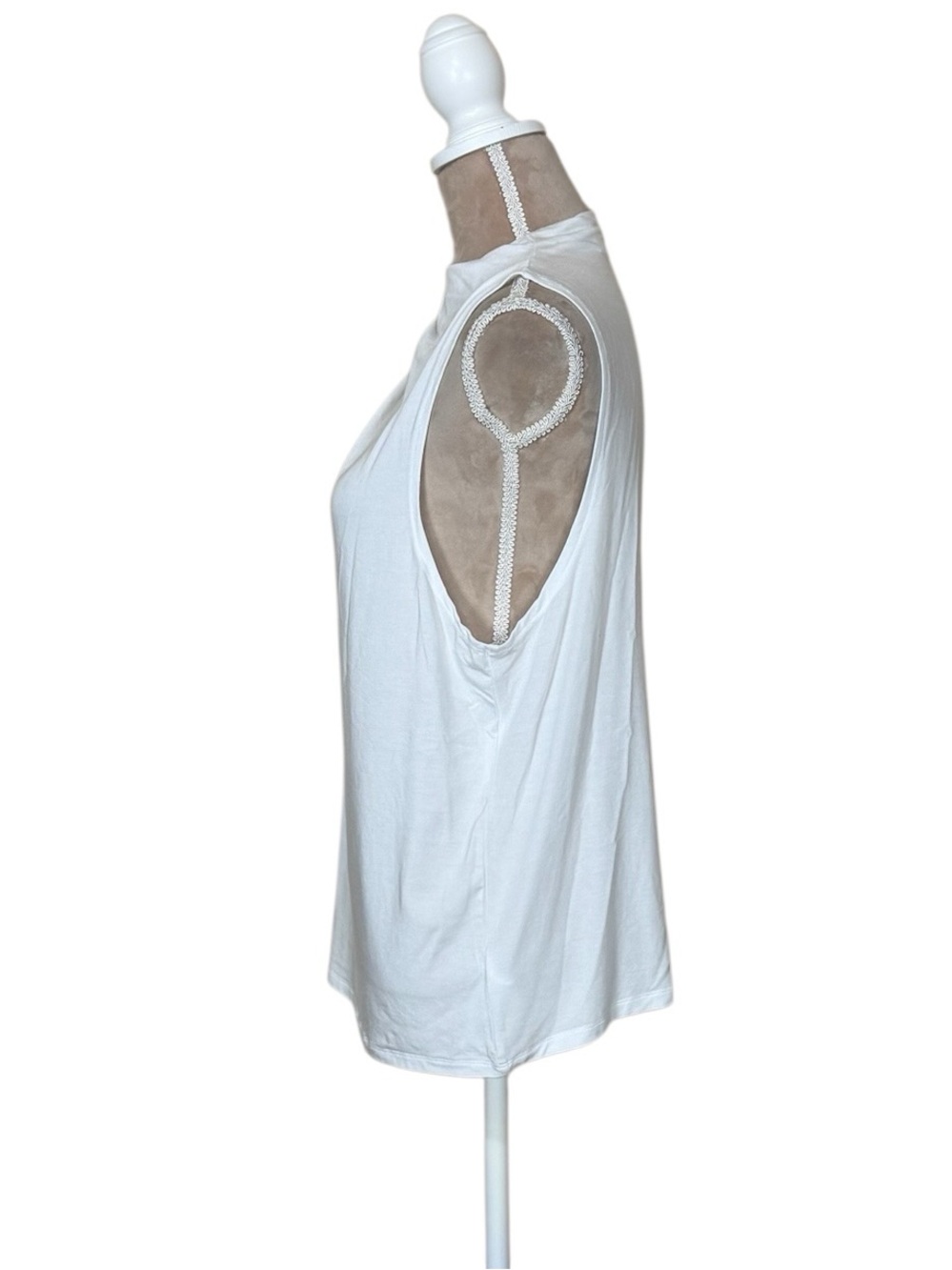 Babaton for Aritzia “Boardroom” Draped Mock Neck Sleeveless Tank - White NWT - Picture 8 of 14